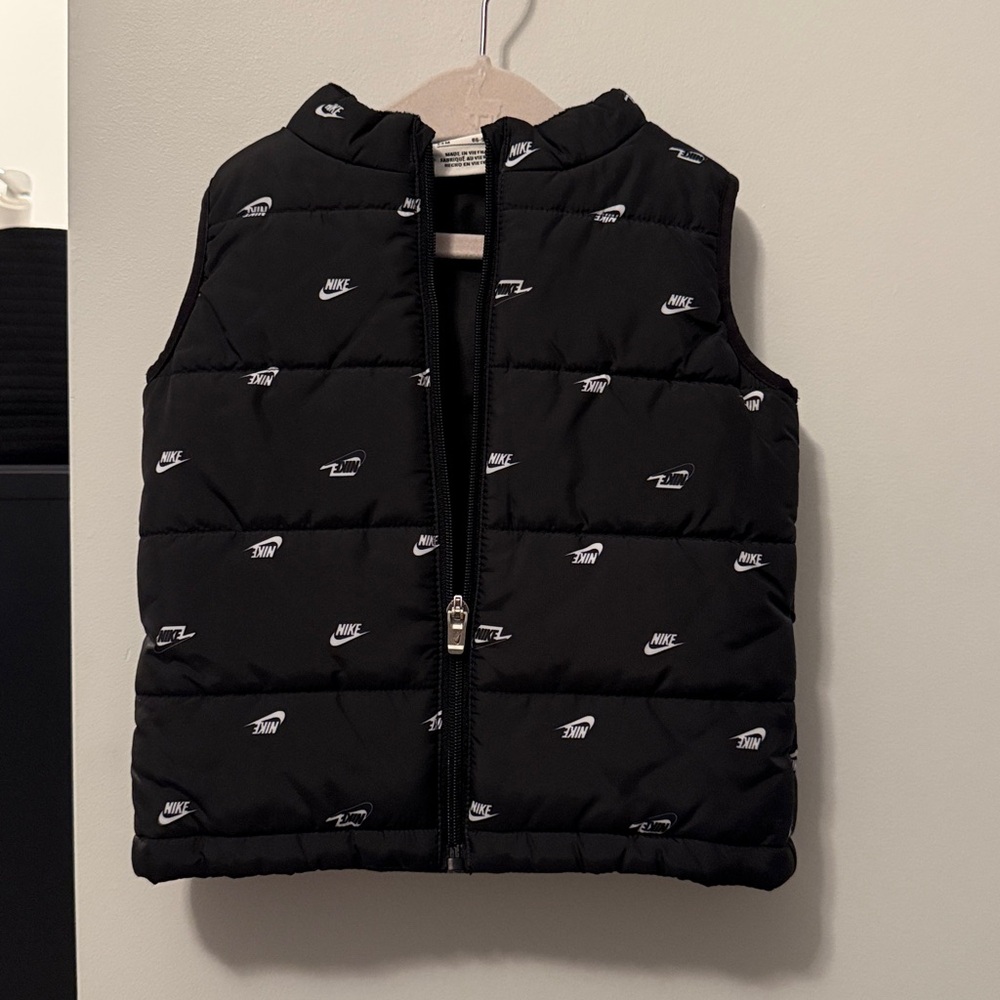 Toddler Nike Black and White Logo Puffer Vest